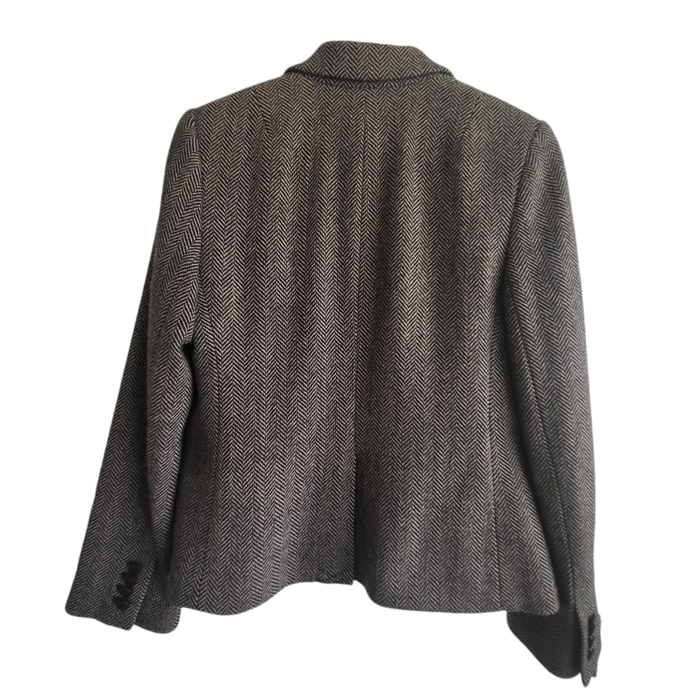 Nautica Womens 8 Brown Herringbone Blazer 80% Wool 20% Nylon - Picture 2 of 7